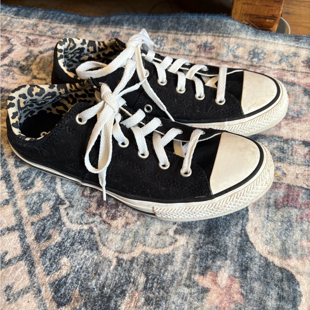 Converse All-Star Leopard Lined Black Canvas Sneakers